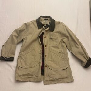 L.L. Bean Women's M Vintage Barn Chore Coat, Flannel-Lined, Oatmeal Beige